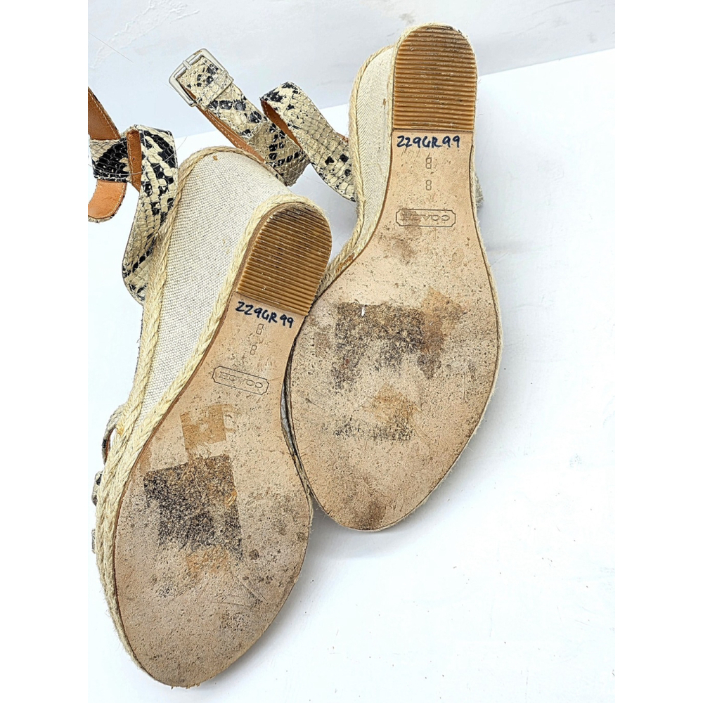 Resort Chic Coach Helen Wedge Sandals Women 8B Snakeskin Espadrille - Picture 9 of 12